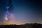 The colorful glowing Milky Way and the starry sky over the French Alps and the majestic Massif des Ecrins.