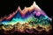 Colorful glowing mountain soundwave. Generative AI