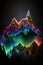 Colorful glowing mountain soundwave. Generative AI