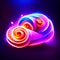 Colorful glowing rose on a dark background. 3d rendering, 3d illustration. Generative AI