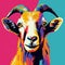Colorful Goat In Shepard Fairey Style - Vibrant Pop Art Portrait