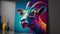 a colorful goat wearing glasses