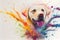 Colorful golden labrador retriever dog painting