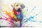 Colorful golden labrador retriever dog painting