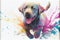 Colorful golden labrador retriever dog painting