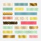 Colorful, golden washi tape strips, vector scrapbook elements