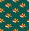 Colorful Goldfish on Green Teal Background. Vector Illustration