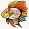 Colorful goldfish on a white background. Vector illustration in a flat style. Generative AI