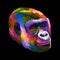 Colorful gorilla pop art portrait isolated decoration