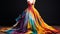 Colorful Gown: A Surrealistic Masterpiece Of Flowing Fabrics And Bold Color Choices
