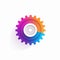 colorful gradient gear icon on a minimalist white background