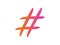 Colorful gradient isolated hand writing word HASHTAG symbol