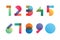 Colorful gradient overlapping transparent shapes numerals