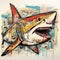 Colorful Graffiti Documentary Style Art With White Shark