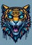 Colorful graffiti illustration of a cute tiger head, vibrant color, highly detailed.