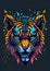 Colorful graffiti illustration of a cute tiger head, vibrant color, highly detailed.