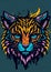 Colorful graffiti illustration of a cute tiger head, vibrant color, highly detailed.