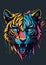 Colorful graffiti illustration of a cute tiger head, vibrant color, highly detailed.