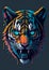 Colorful graffiti illustration of a cute tiger head, vibrant color, highly detailed.