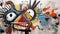 Colorful Graffiti Painting: Swan Hei Hei Moana In Abstract Art Style
