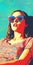 Colorful Graphic Design Poster Art: The Girl In Sunglasses