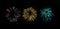 Colorful graphic firework explosion shapes isolated on black.