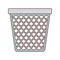 Colorful graphic of office trash can with dark red line contour