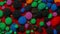 Colorful green black bubbles surface wallpaper themes background, multicolor space universe concept