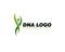 Colorful green DNA strand as human figure for fun medical logo