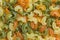 Colorful green, yellow, orange italian crown pasta as creative