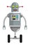 colorful grey robot with two antennas and two wheels icon