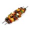 Colorful Grilled Vegetable Skewers Isolated. Generative ai