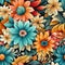 Colorful groovy boho paint seamless pattern, created with generative AI