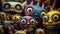 Colorful Grotesque Caricatures: A Close-up Photo Of Monster Dolls