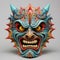 Colorful Grotesque Deity Mask With Hyper-realistic Details