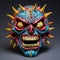 Colorful Grotesque Skull Mask With Spikes - Psychedelic Comic Book Style