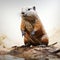 Colorful Groundhog Sitting On Water: Zbrush Style Uhd Drawing