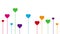 Colorful growing hearts decoration on white background