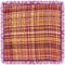 Colorful grunge striped and checkered weave tablecloth with fringe