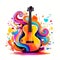 Colorful guitar illustration. World Music Day. Generative AI