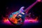 Colorful Guitar neon. Generate Ai