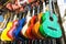 Colorful guitars on the Istanbul Grand Bazaar.