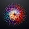 Colorful, gunshots and fireworks explosions on a black background. New Year\\\'s fun and festiv