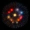 Colorful, gunshots and fireworks explosions on a black background. New Year\\\'s fun and festiv