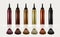 Colorful hair dye bottles