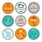 Colorful Halloween circle labels set with some messages on white background