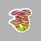Colorful hallucinogenic mushrooms drawing, sketch vector illustration isolated on gray background.