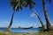 Colorful hammock between palm trees, Ofu island, Vavau group, To