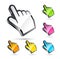 Colorful hand cursors