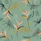 Colorful Hand drawn art illustration Artistic abstract watercolor brush seamless pattern. Hand drawn sketch tropical bird of